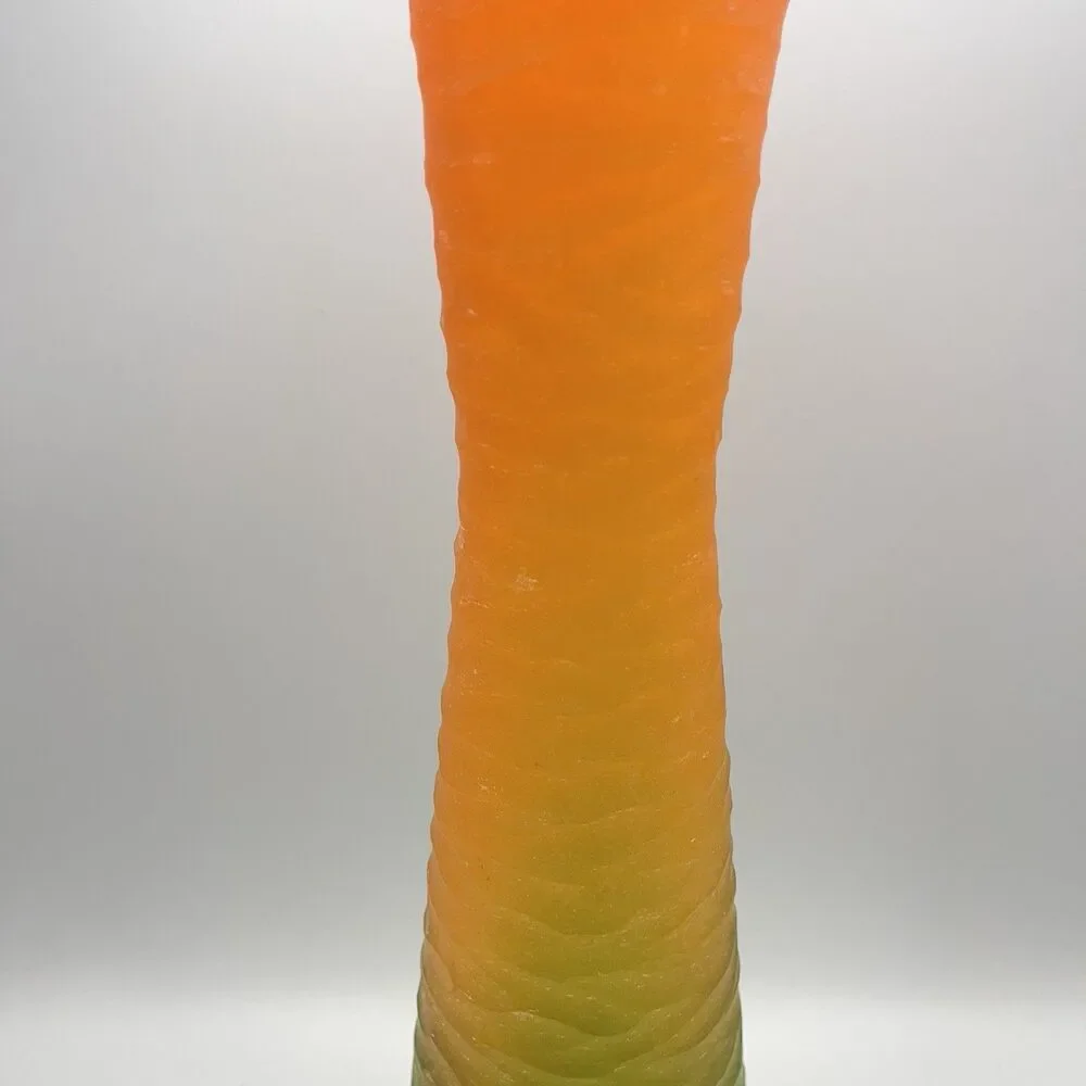 Glass Vase Green And Orange 15”